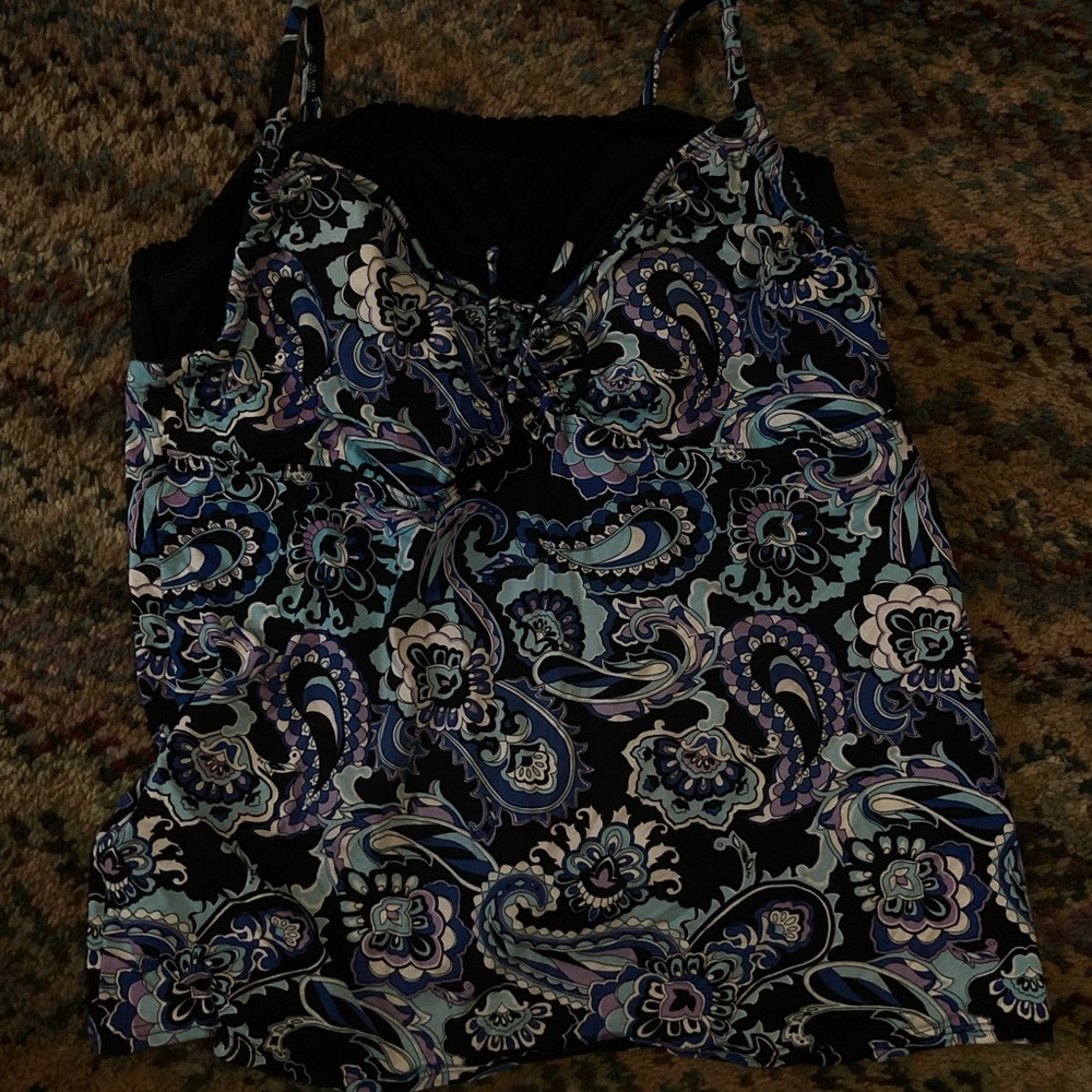 Lands' End Black and Blue Paisley Camisole